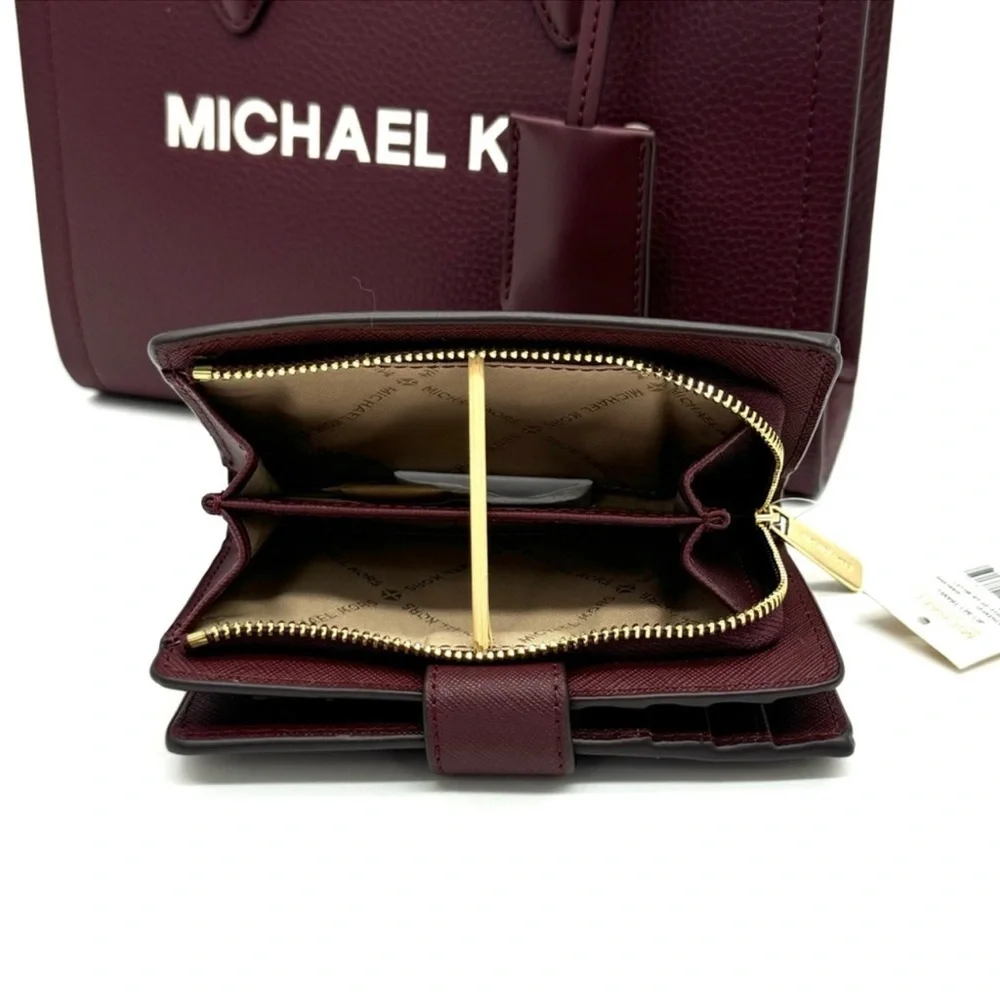 Michael Kors Mirella Small Crossbody Bag & Medium Zip Chain Wallet Ox Blood
